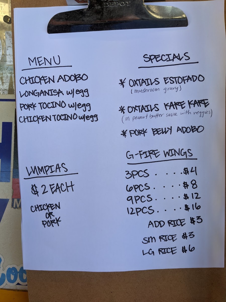 Menu Lucky Three Seven-5