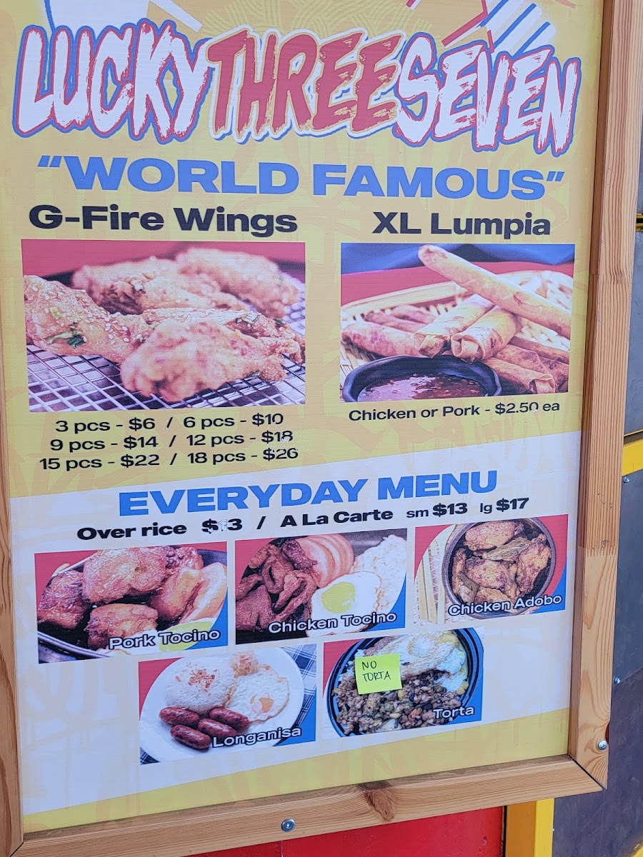 Menu Lucky Three Seven-8
