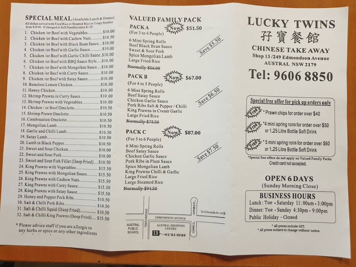 Menu Lucky Twins Austral-3