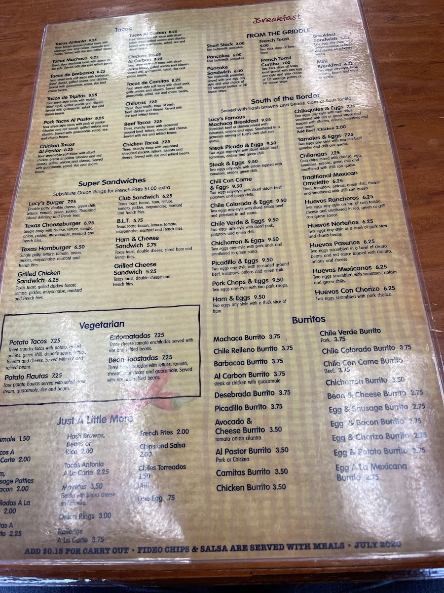 Menu Lucy's Cafe North-8