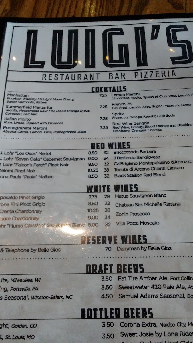 Menu Luigi's Restaurant Bar & Pizzeria-2