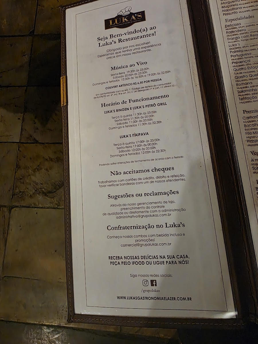 Menu Luka's Pizzeria - Restaurant And Steakhouse-4
