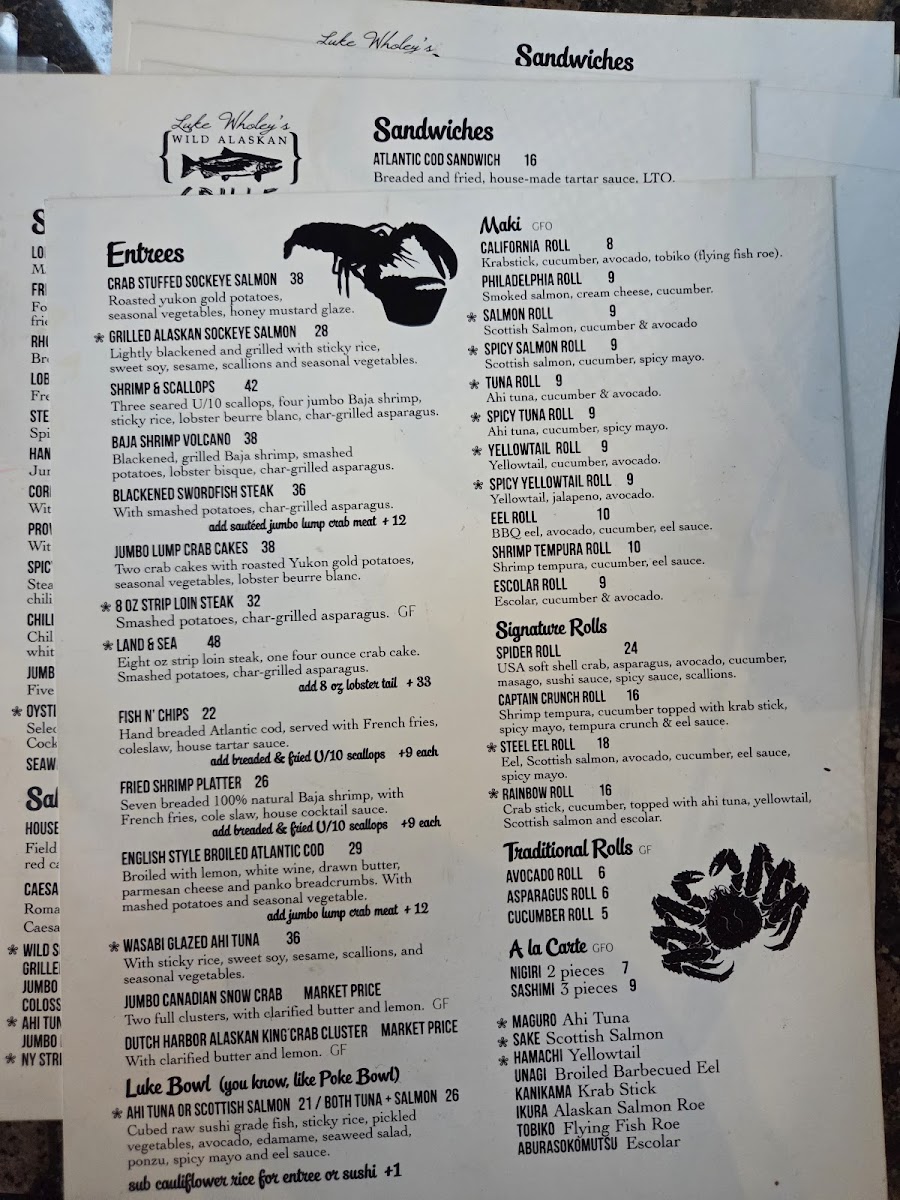 Menu Luke Wholey's Wild Alaskan Grille-2