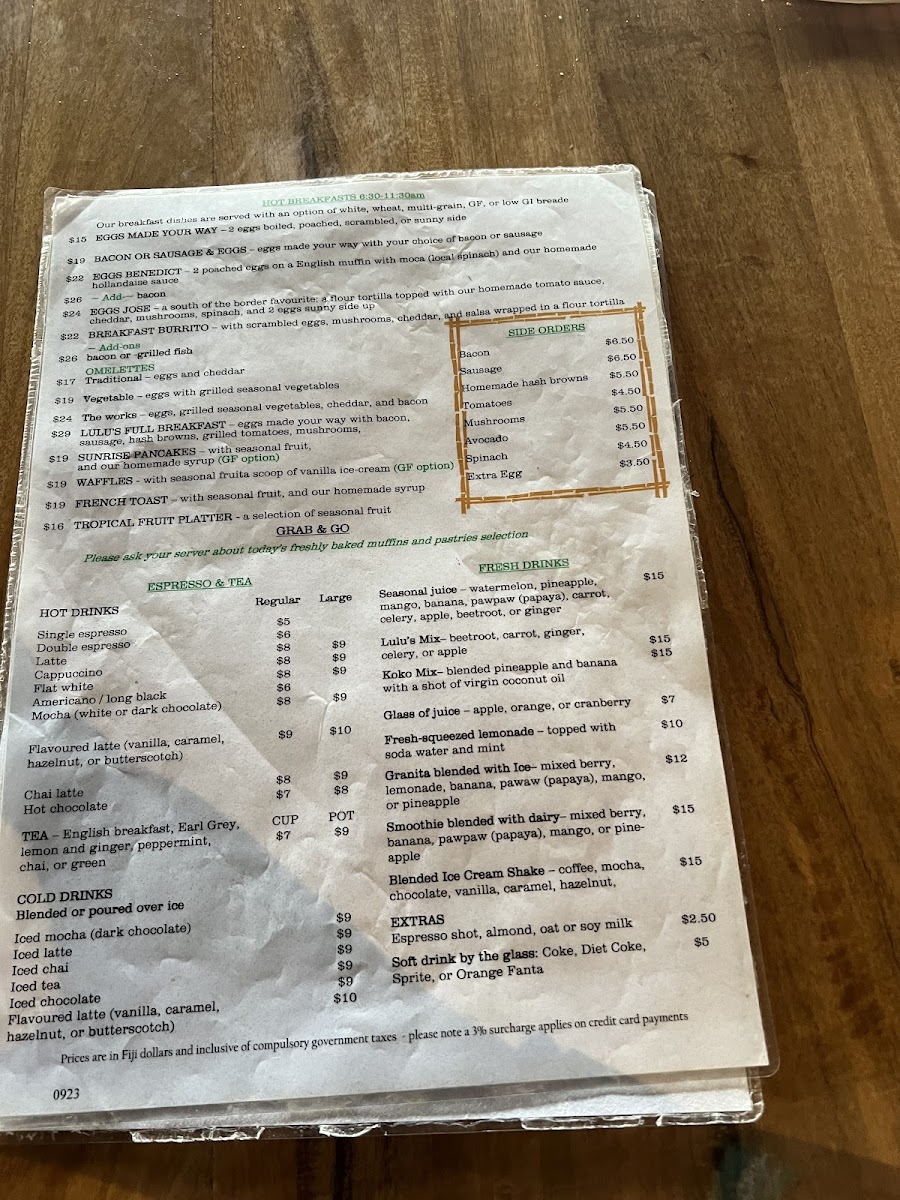Menu Lulu Bar Restaurant And Cafe-10