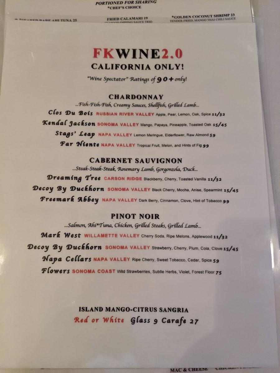 Menu Luna Food & Wine Aka Luna @ Kahuna-9