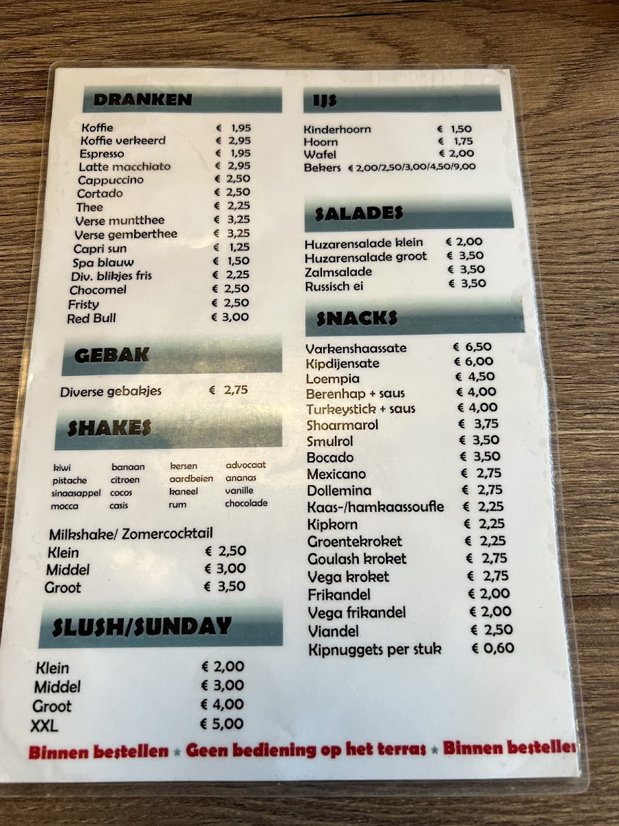 Menu Lunch & Frituursalon Oase-1