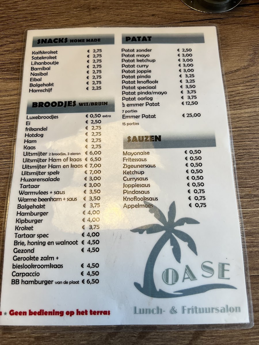 Menu Lunch & Frituursalon Oase-2