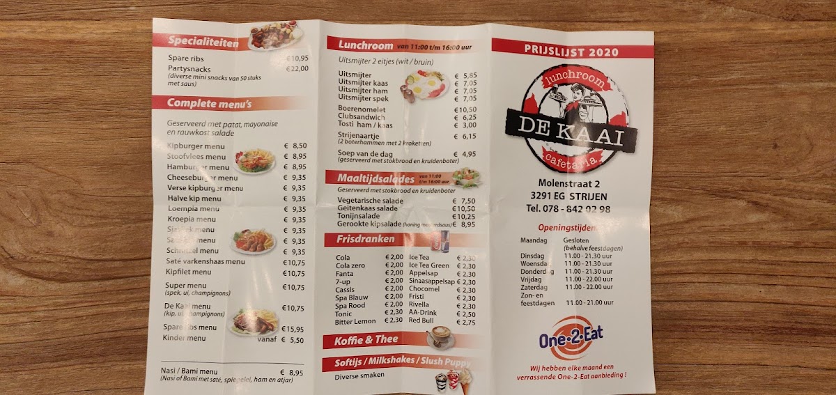 Menu Lunchroom/cafetaria De Kaai-2