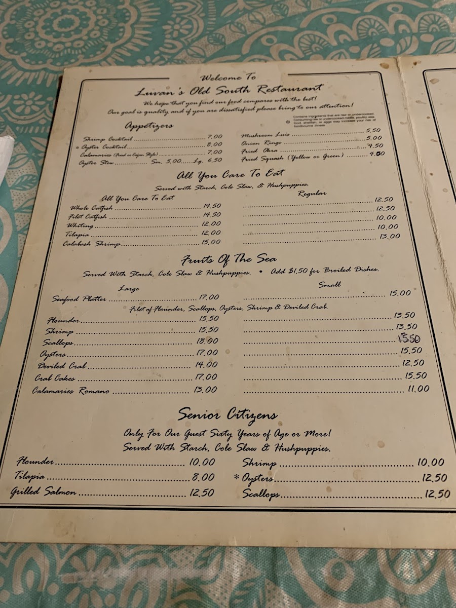 Menu Luvans Old South Fish Camp No Cards-6