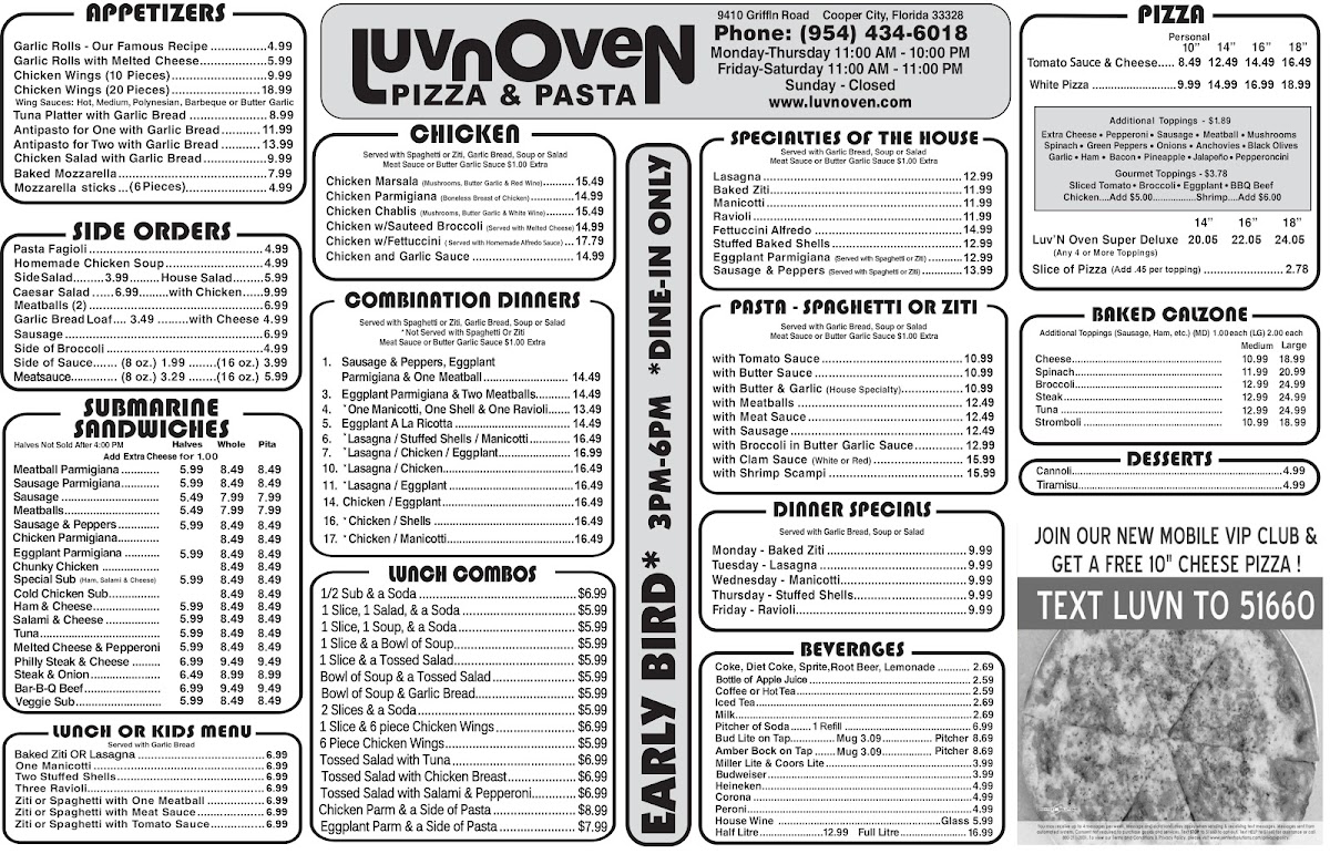 Menu Luv'n Oven Pizza & Pasta-1