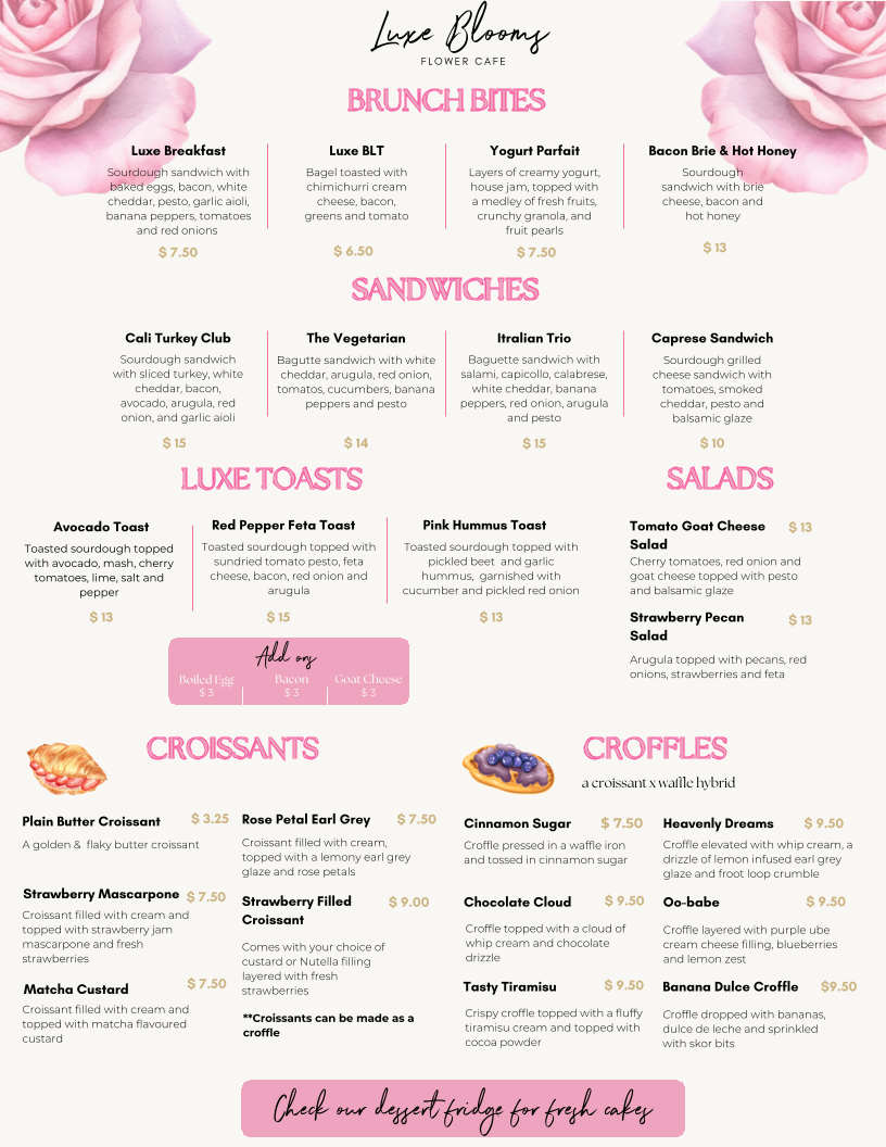 Menu Luxe Blooms Flower Cafe-1