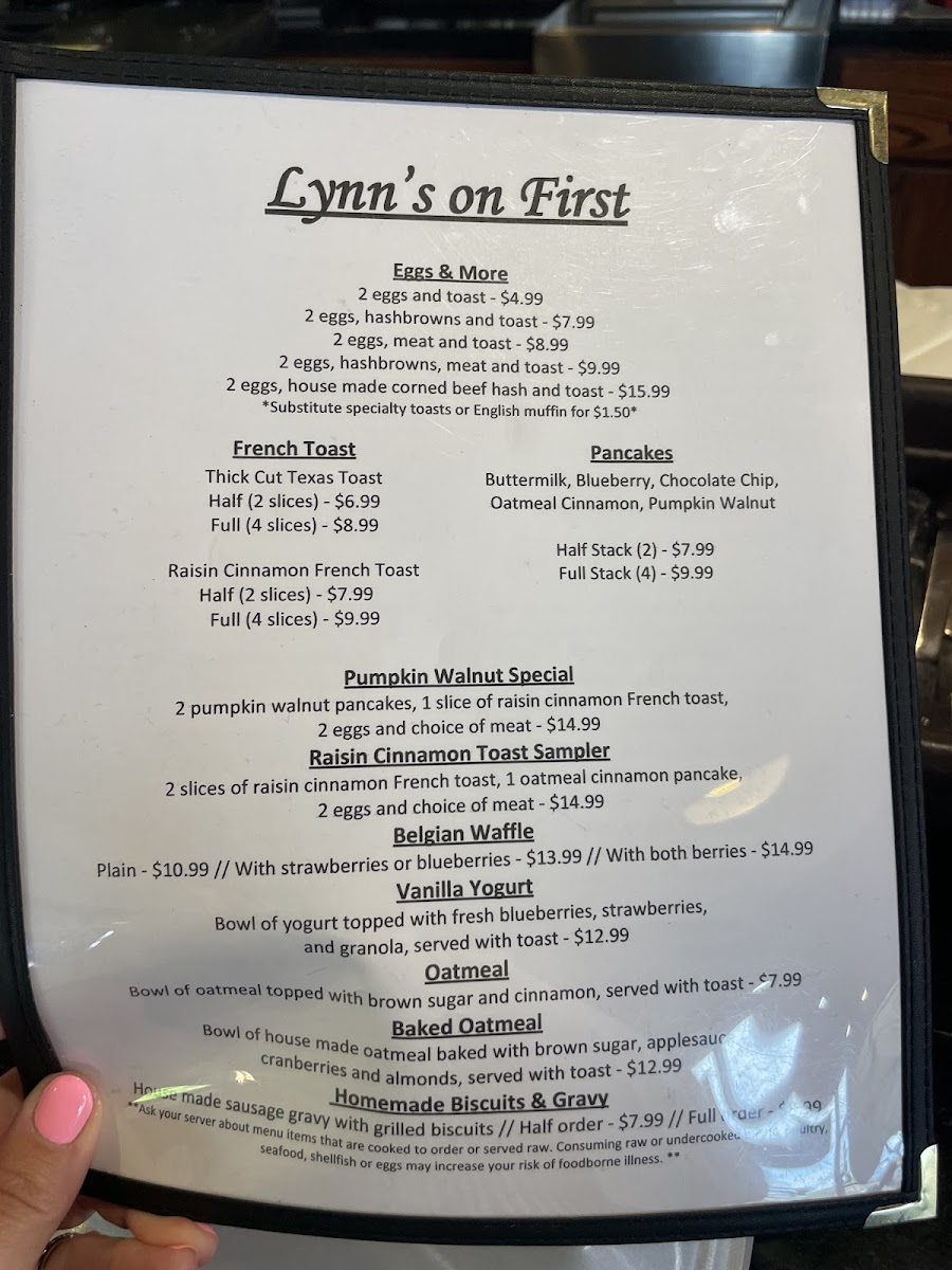 Menu Lynn's On First-4