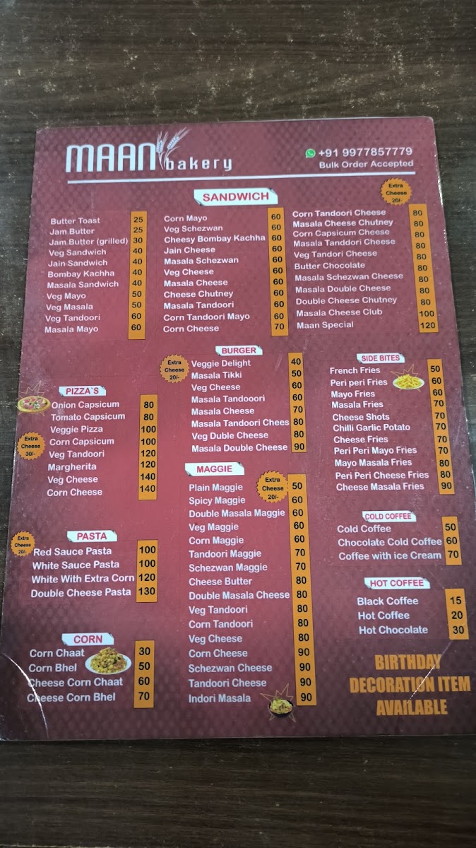 Menu Maan Bakery, Tilak Nagar, Indore-3