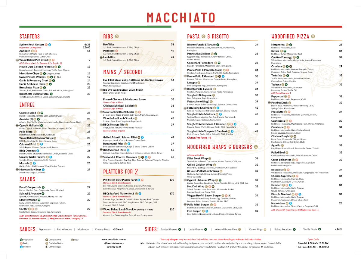 Menu Macchiato Wood Fire Pizza And Coffee Roasters-1
