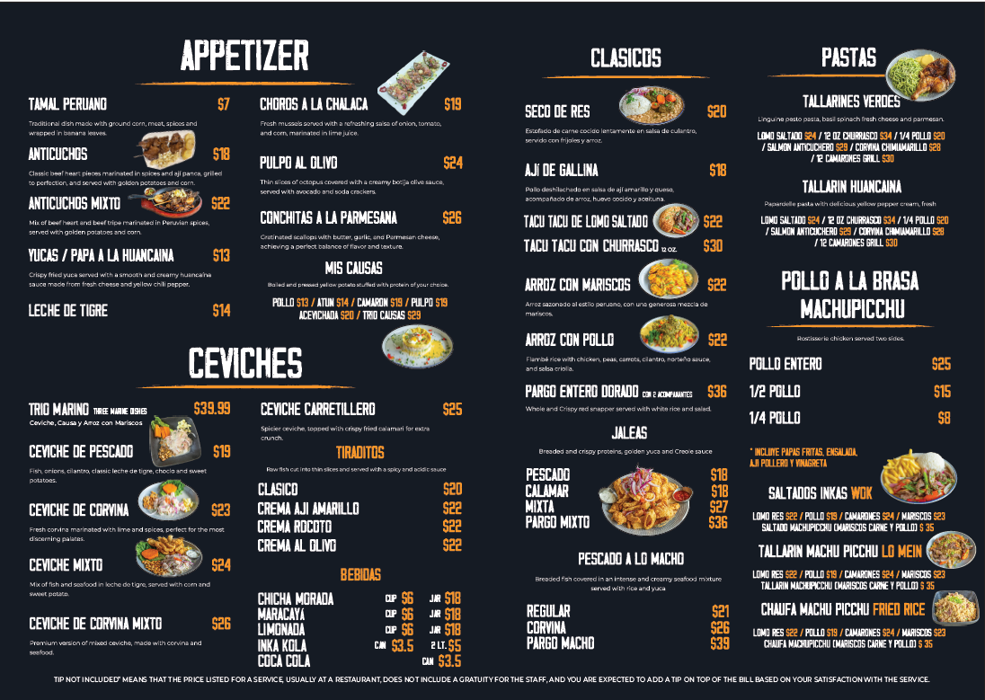 Menu Machu Picchu Ceviche & Bar - Pembroke Pines-1