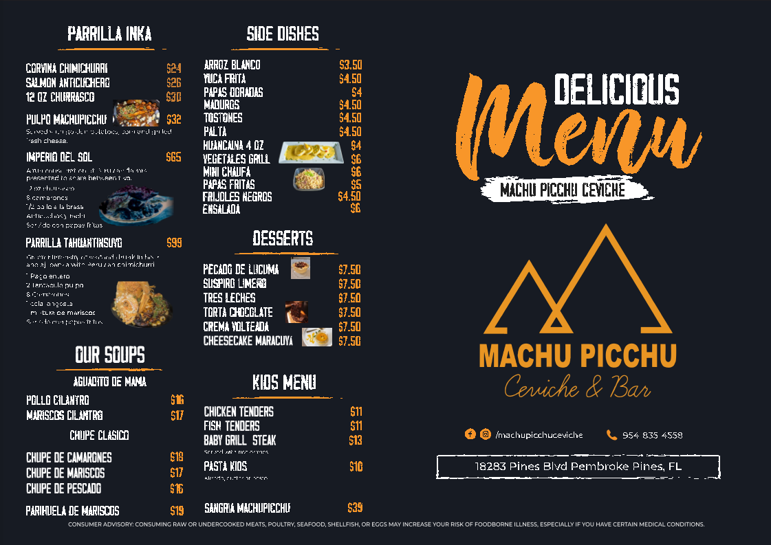 Menu Machu Picchu Ceviche & Bar - Pembroke Pines-2