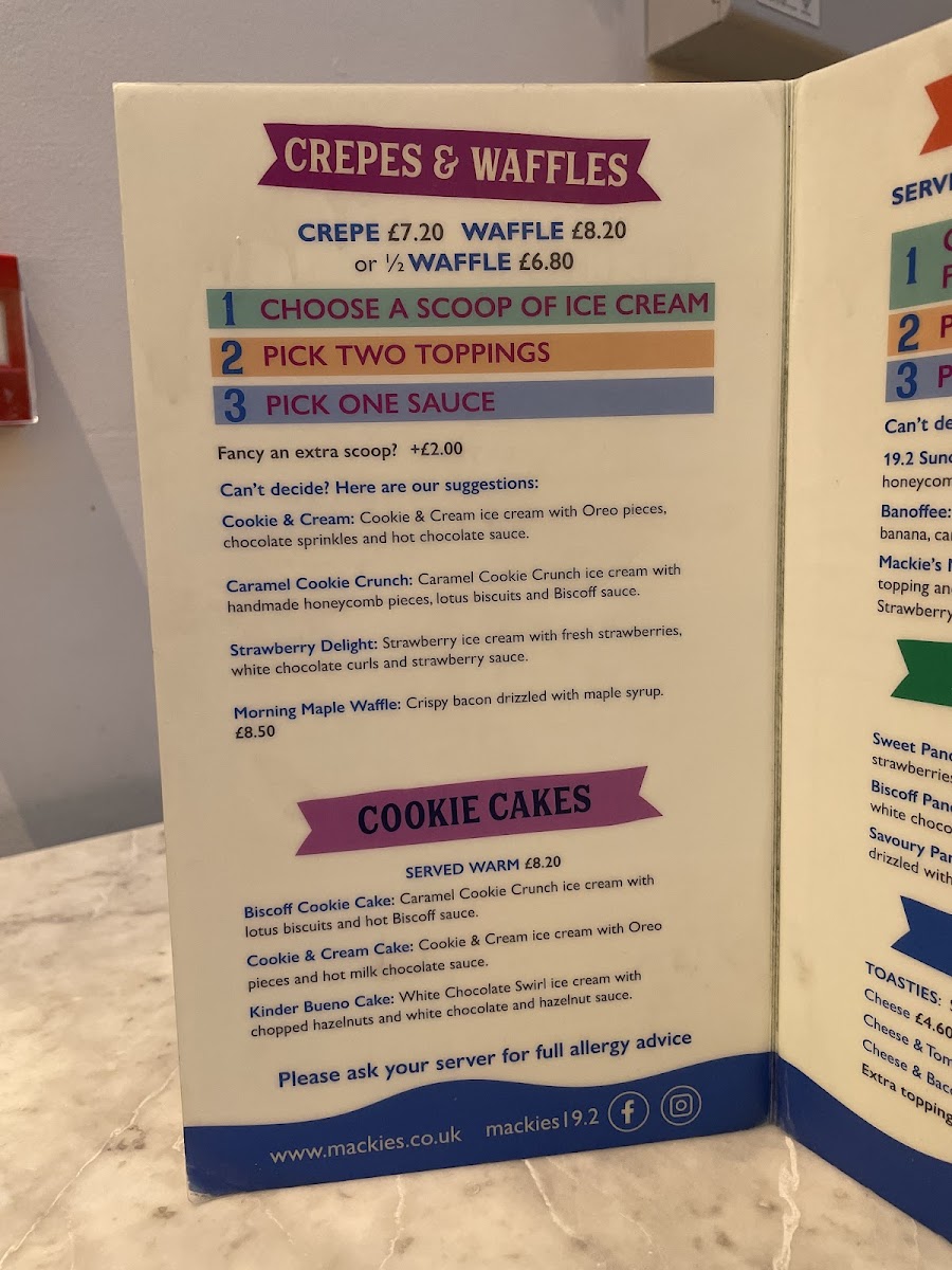 Menu Mackie's 19.2-9