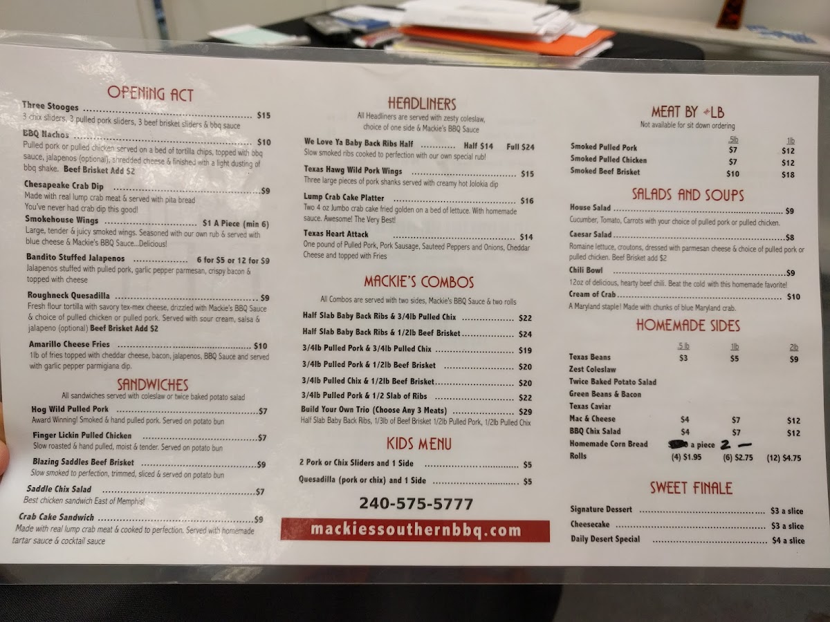 Menu Mackie's Barbecue - Takeout-2