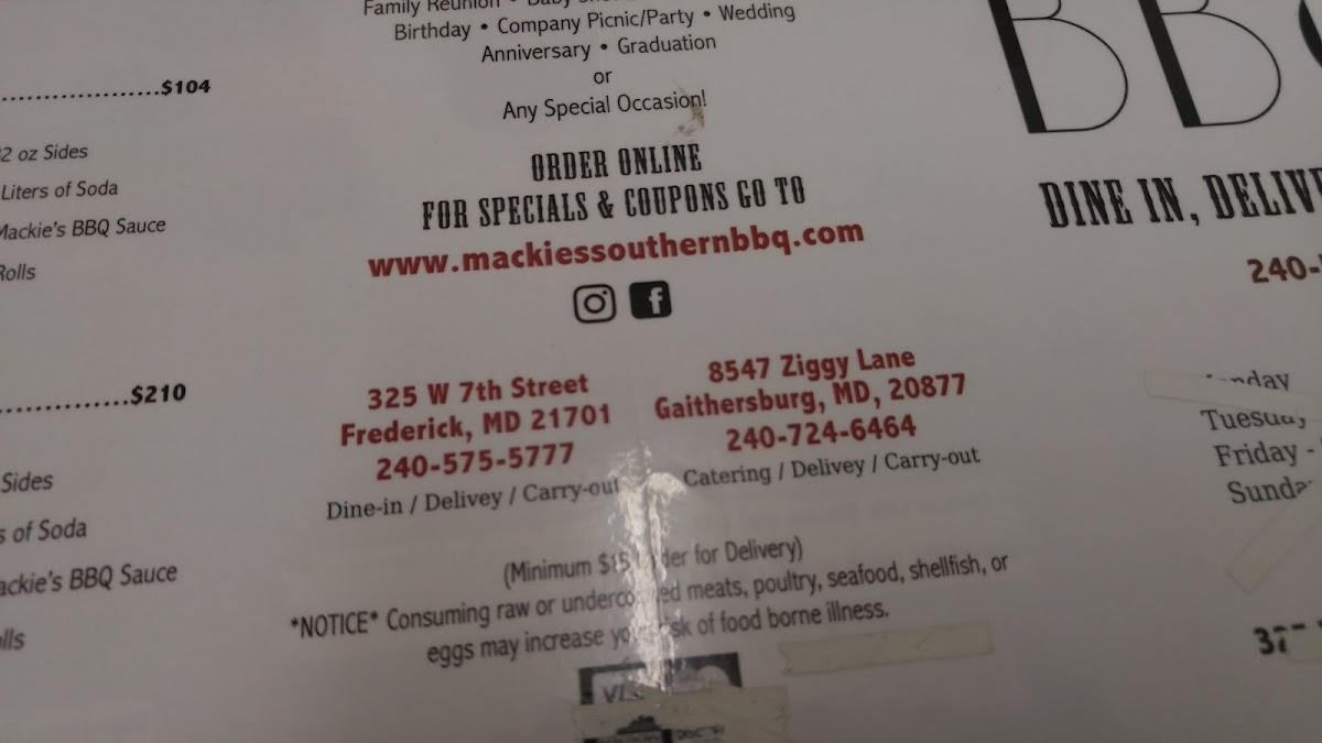 Menu Mackie's Barbecue - Takeout-6
