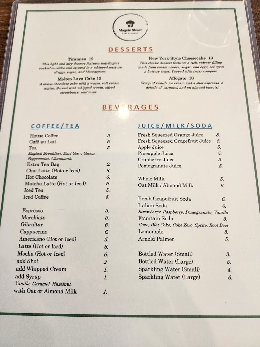 Menu Magnin Street Cafe & Bistro-1