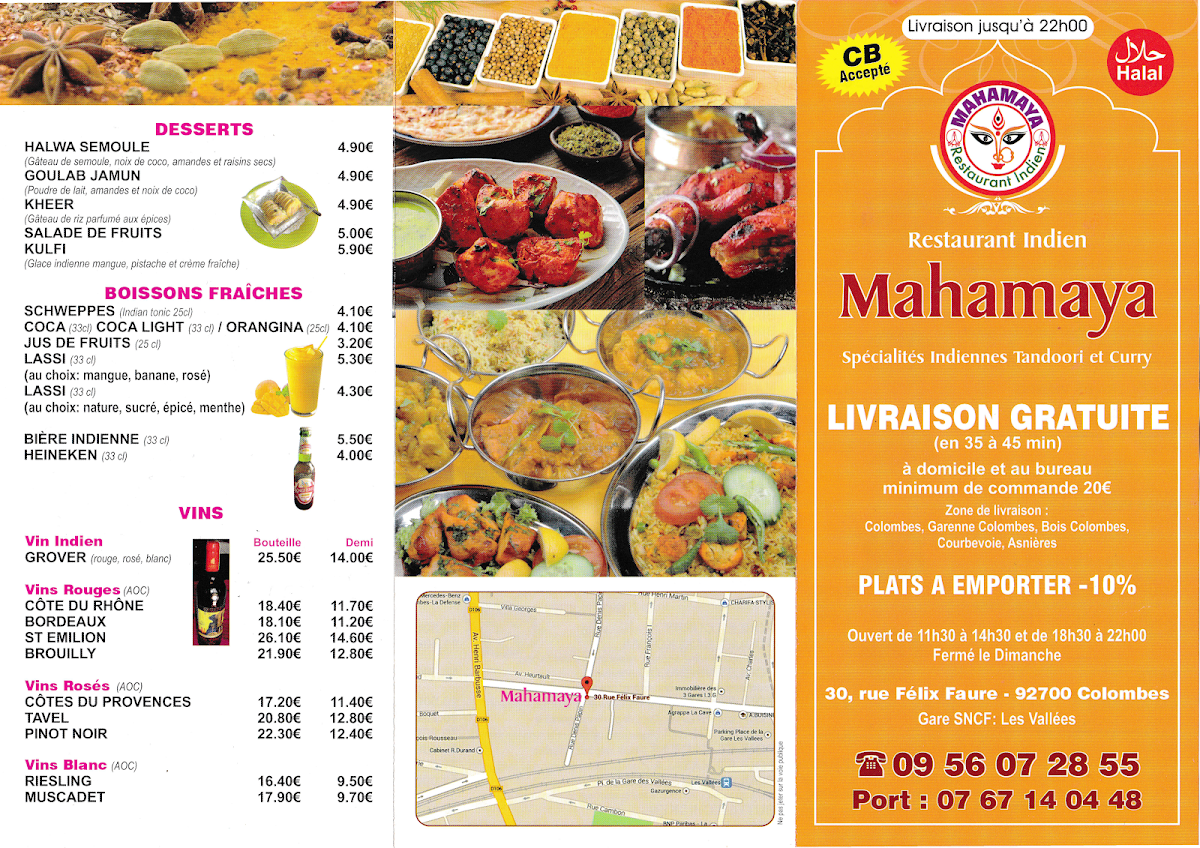 Menu Mahamaya ( Le Nouveau « Mahamaya Restaurant » )-1