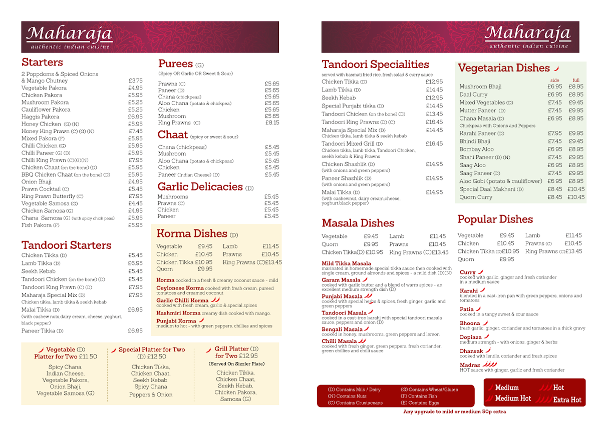 Menu Maharaja Authentic Indian Cuisine-1