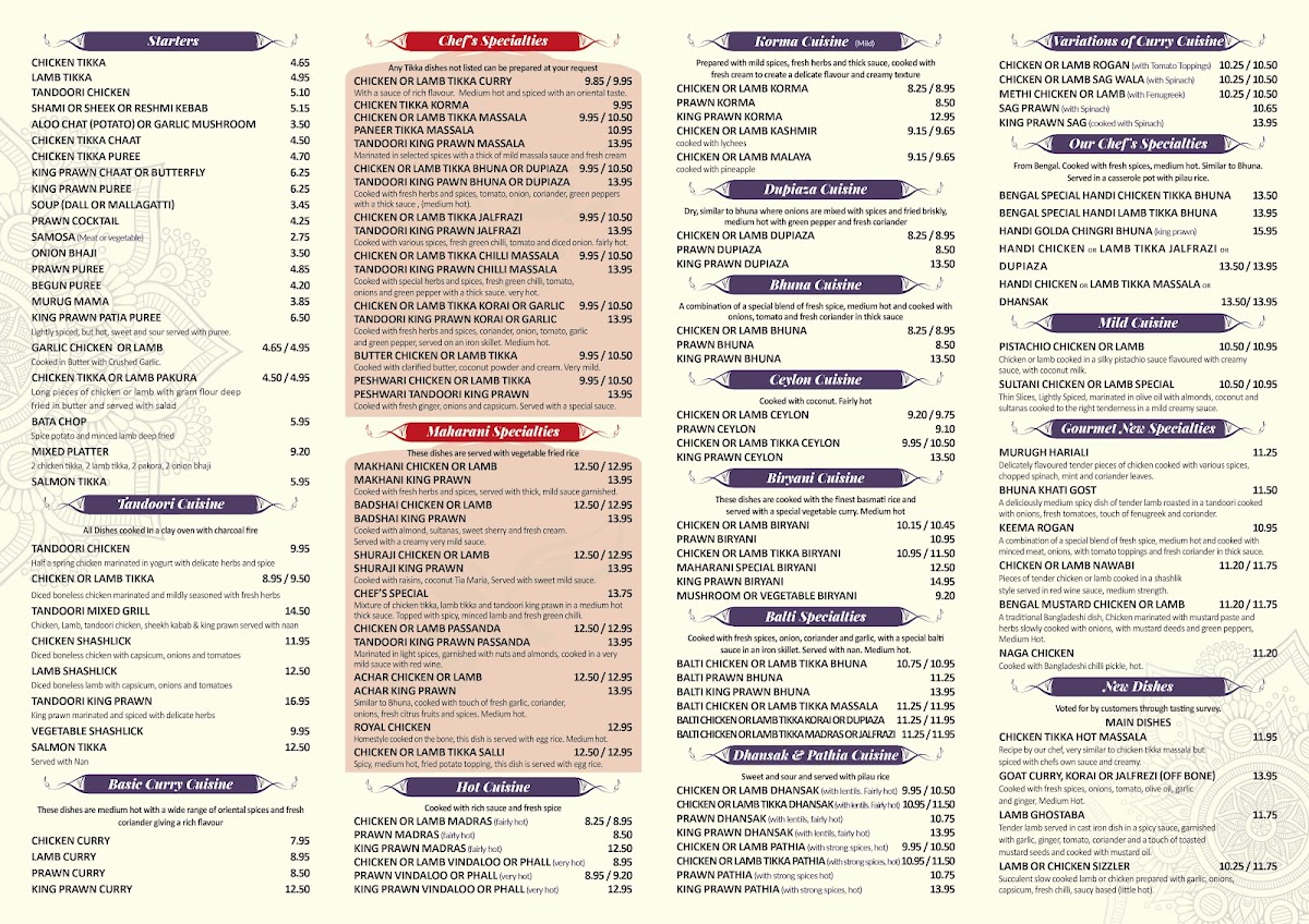 Menu Maharani Indian And Bangladeshi Cuisine-1