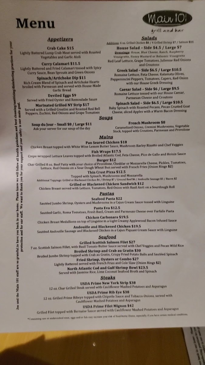 Menu Main 101 Grill And Bar-2