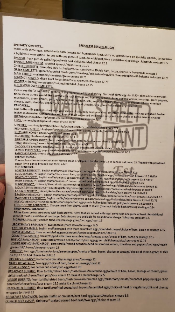 Menu Main Street Restaurant-10
