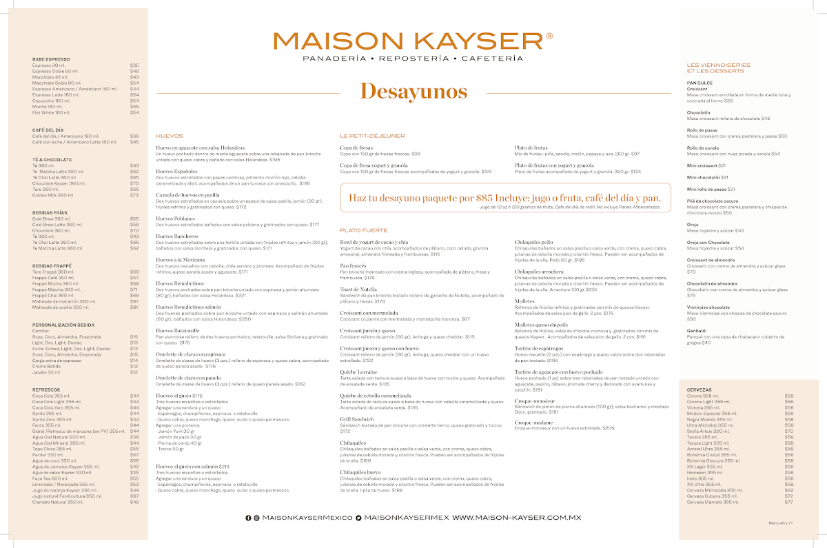 Menu Maison Kayser Vía Santa Fe-1