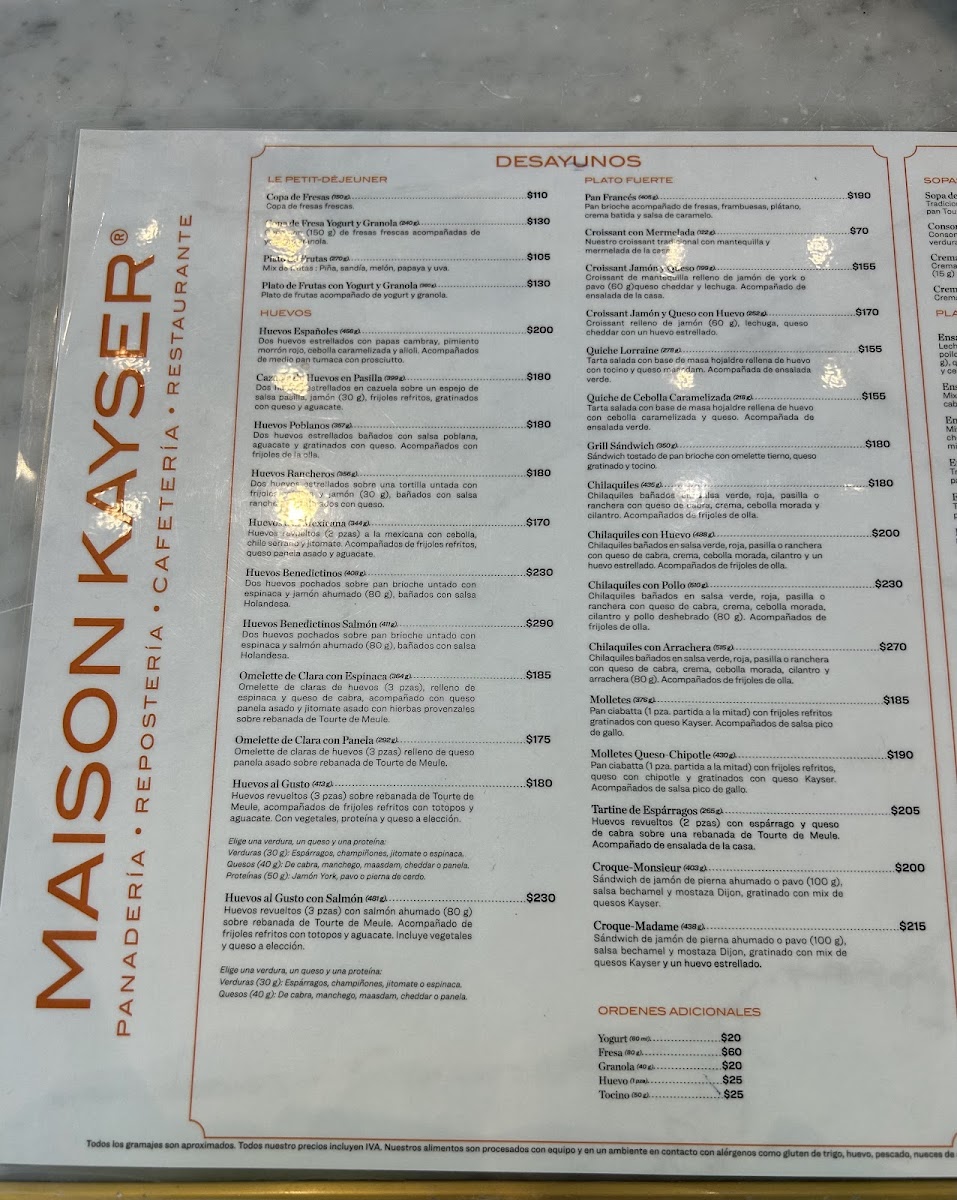 Menu Maison Kayser Vía Santa Fe-3