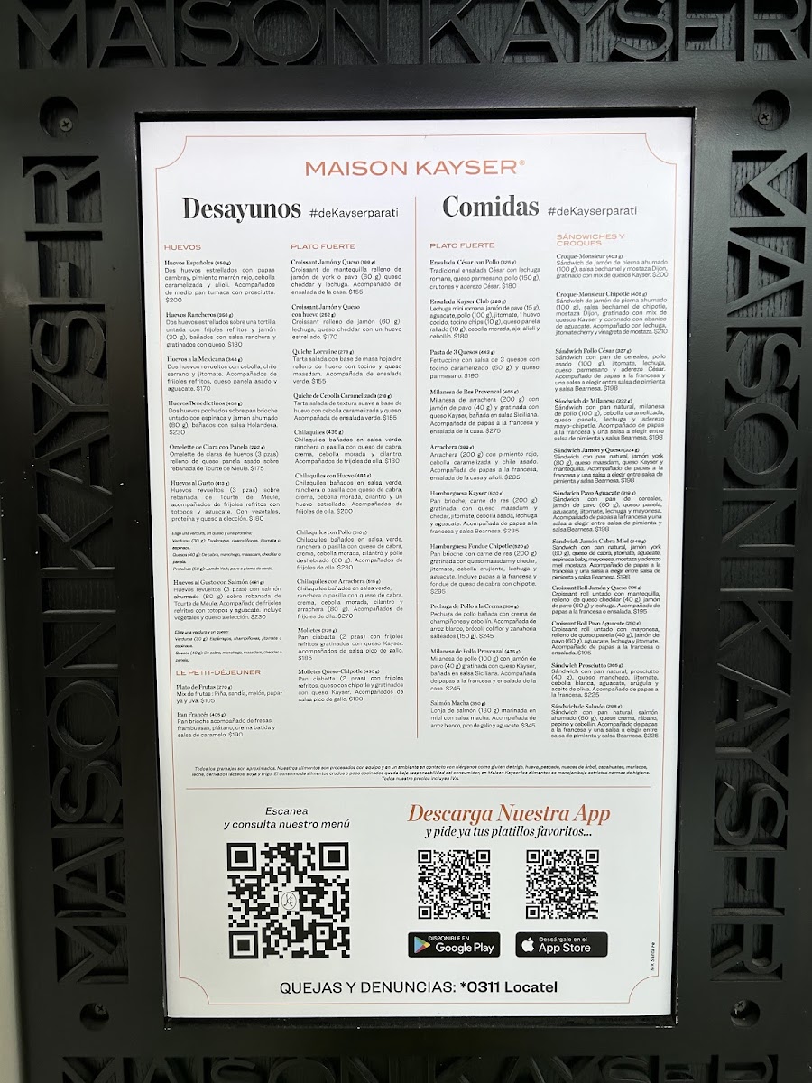 Menu Maison Kayser Vía Santa Fe-4