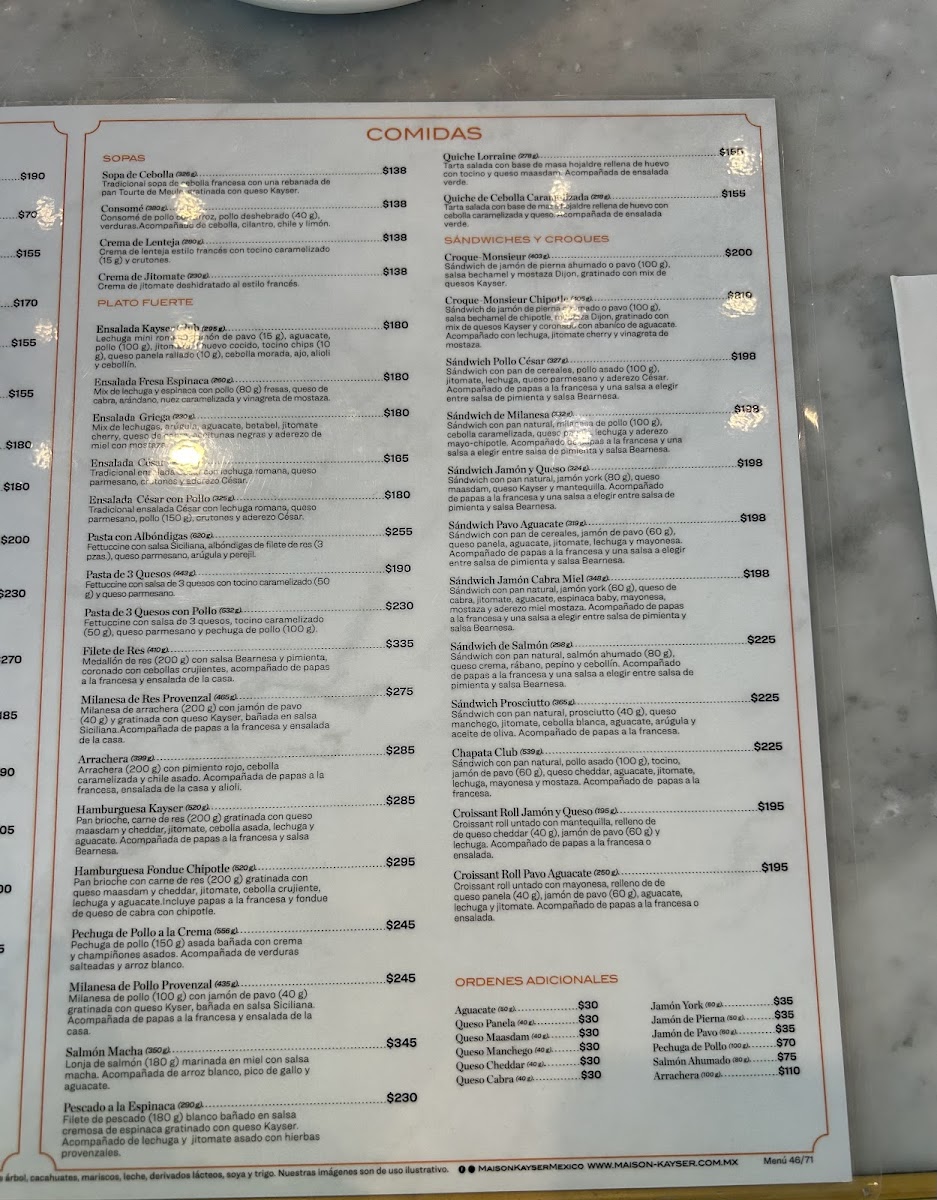 Menu Maison Kayser Vía Santa Fe-5