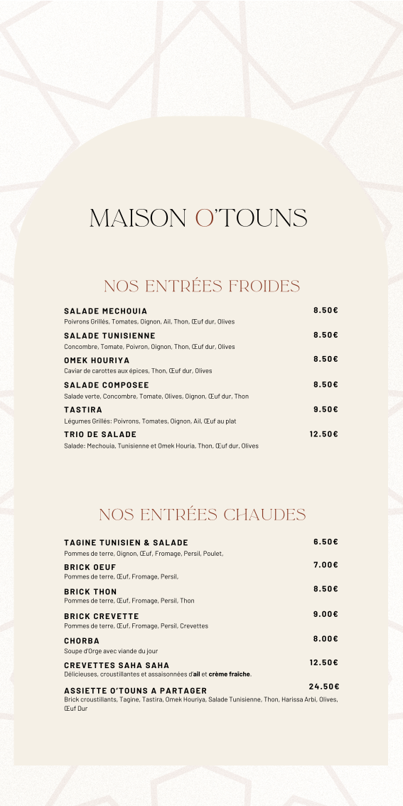 Menu Maison O'touns - Restaurant Tunisien Nice-2