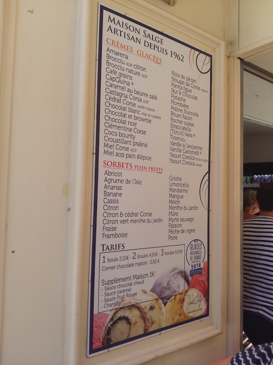 Menu Maison Salge - Glaces Artisanales De Corse-2
