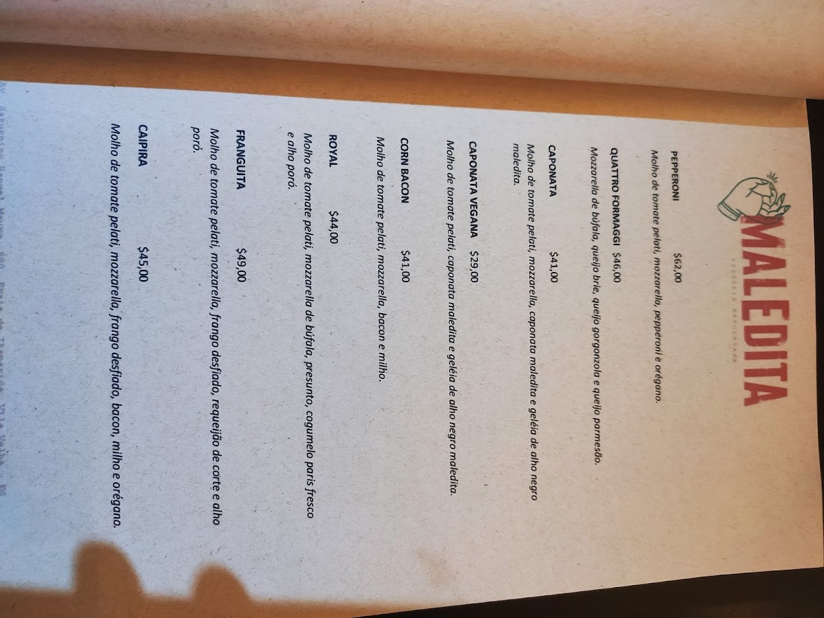 Menu Maledita Pizzeria Napoletana / Itaparica-10