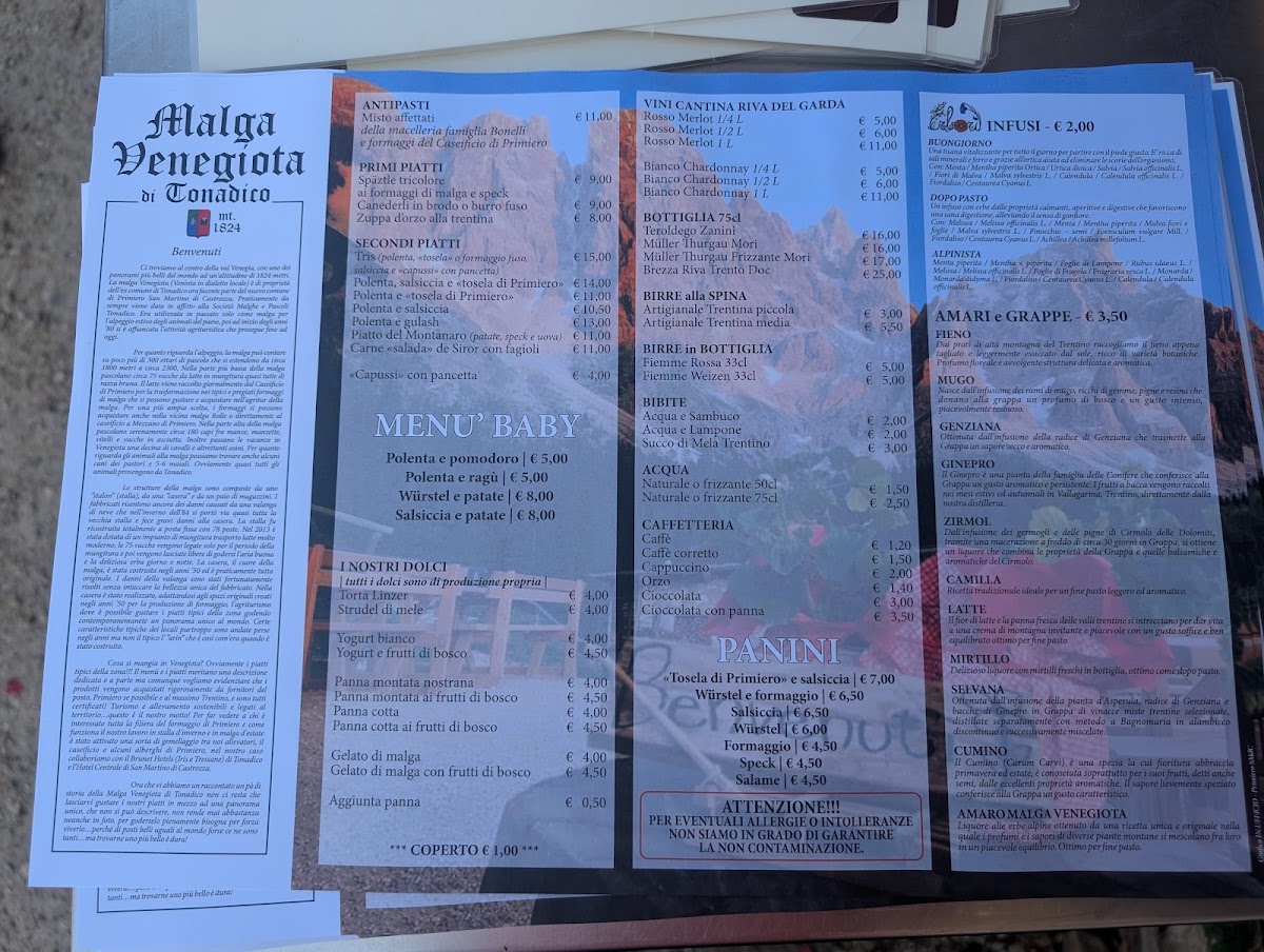 Menu Malga Venegiota Di Tonadico-2