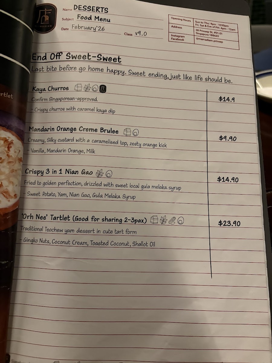 Menu Mama Diam 妈妈店: Hidden Restaurant And Cocktail Bar (Prinsep Street)-1
