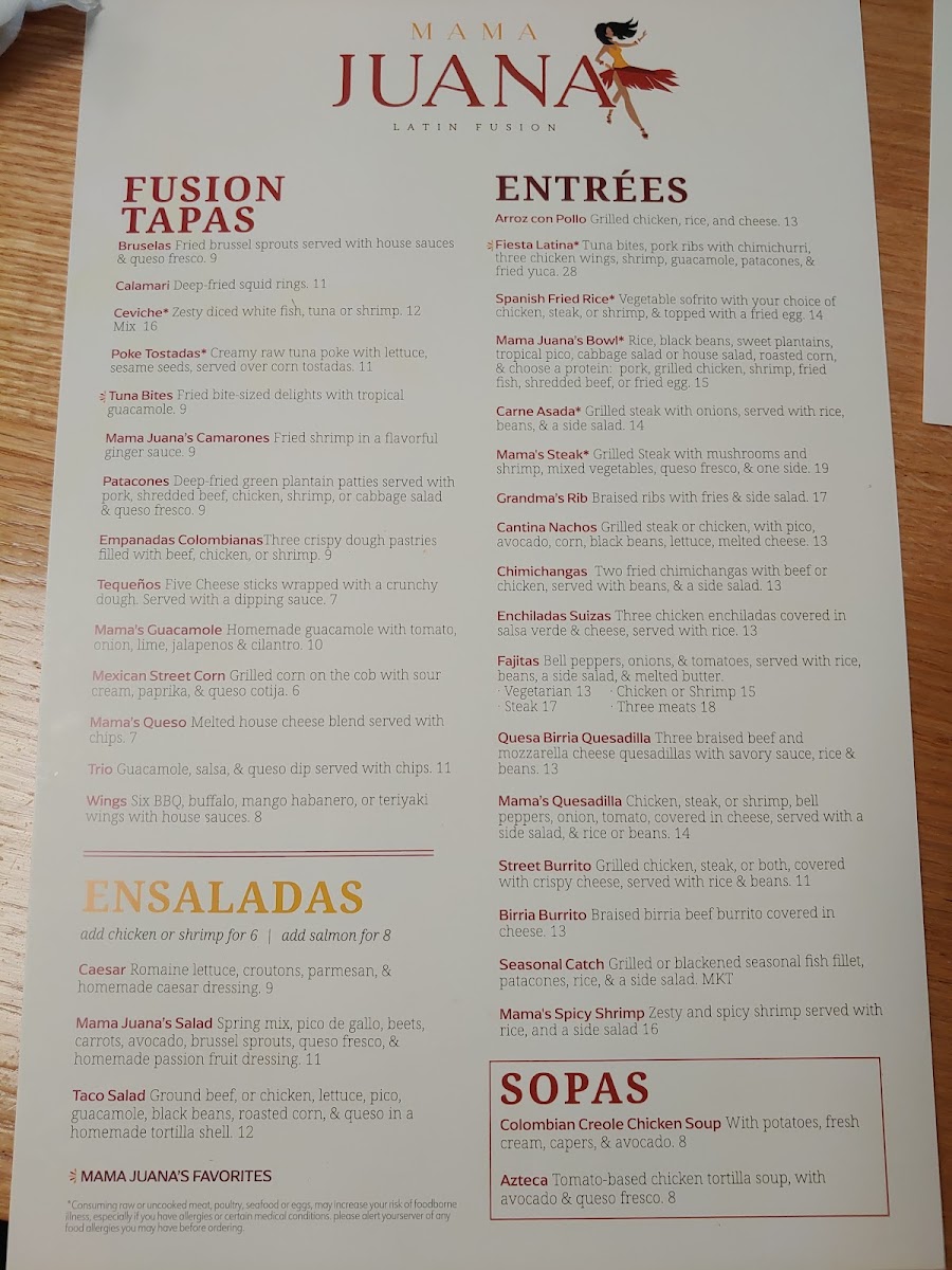 Menu Mama Juana. Cocina Latina & Mexicana-2