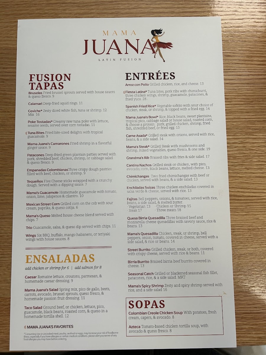 Menu Mama Juana. Cocina Latina & Mexicana-4