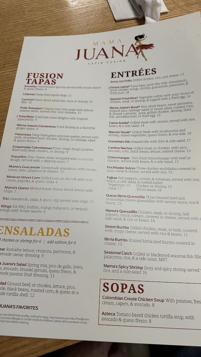 Menu Mama Juana. Cocina Latina & Mexicana-8