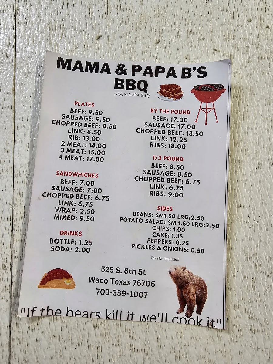 Menu Mama & Papa B's Bar-B-Q-2