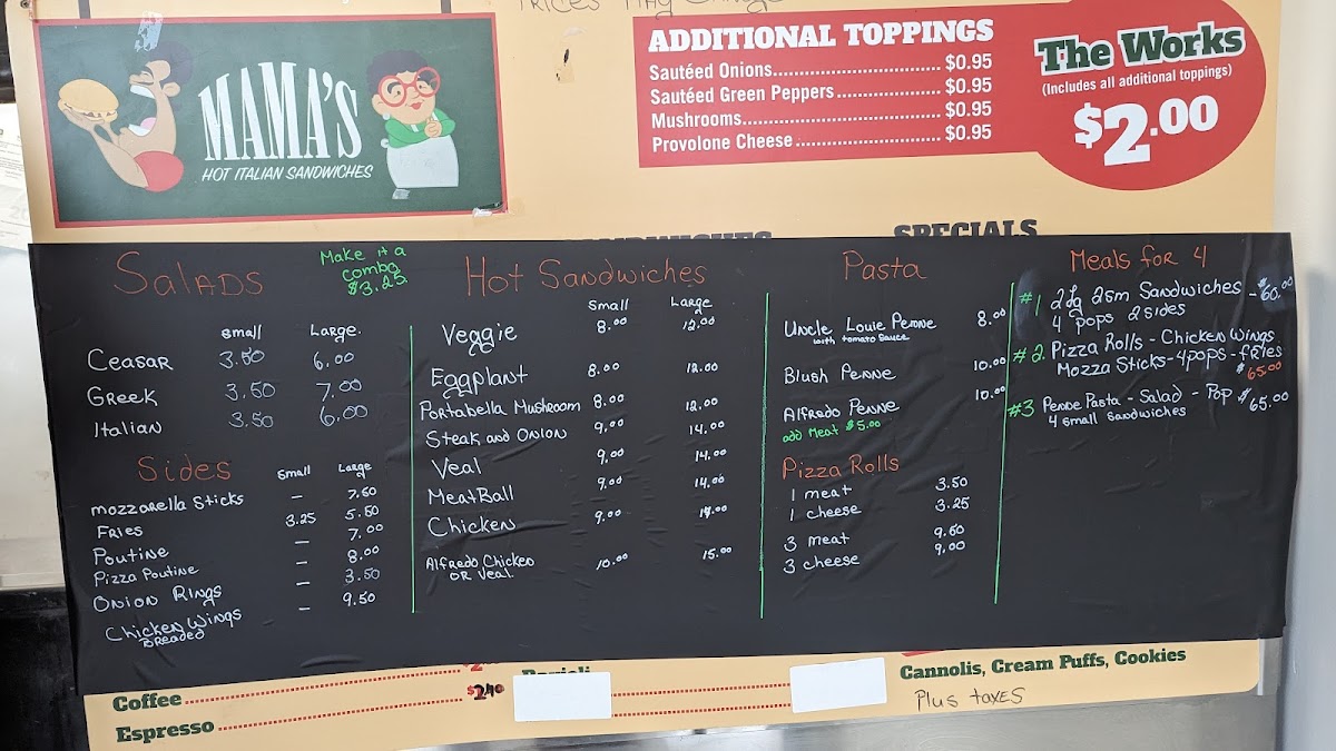 Menu Mama's Hot Italian Sandwiches Inc-1