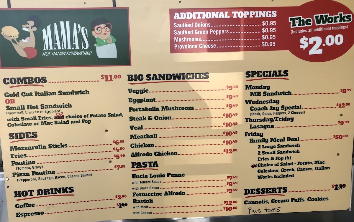 Menu Mama's Hot Italian Sandwiches Inc-2