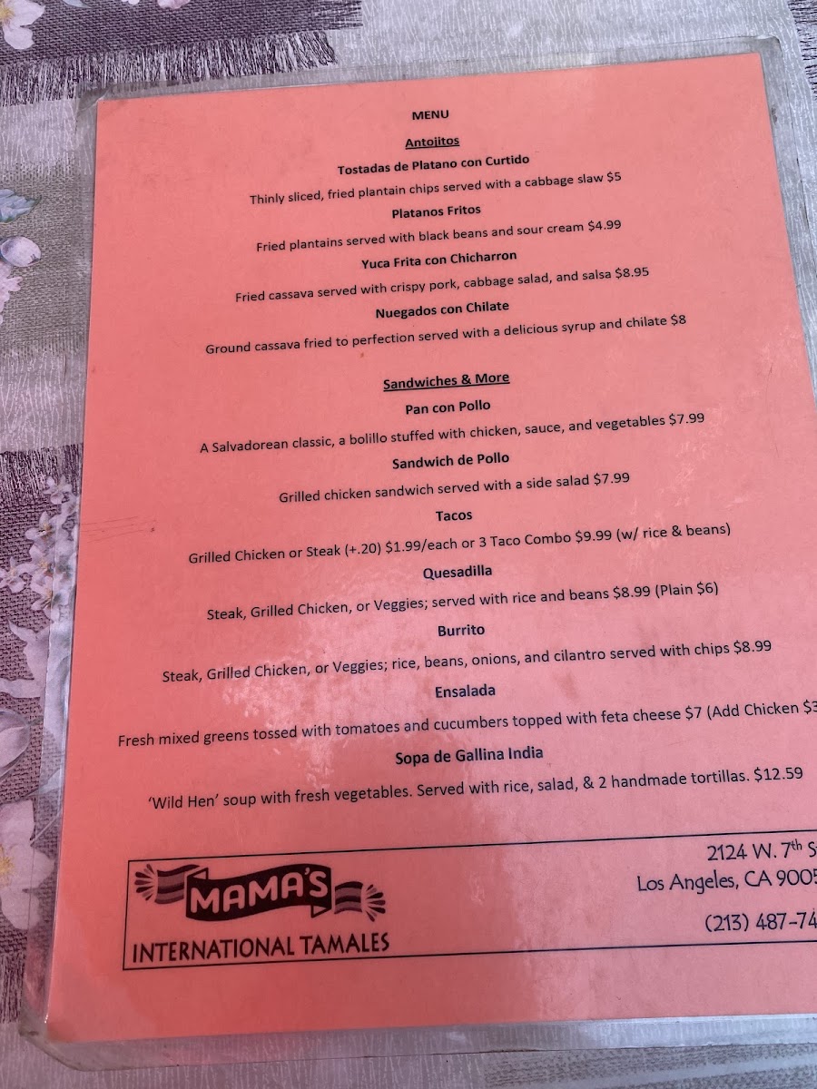 Menu Mama's International Tamales-2