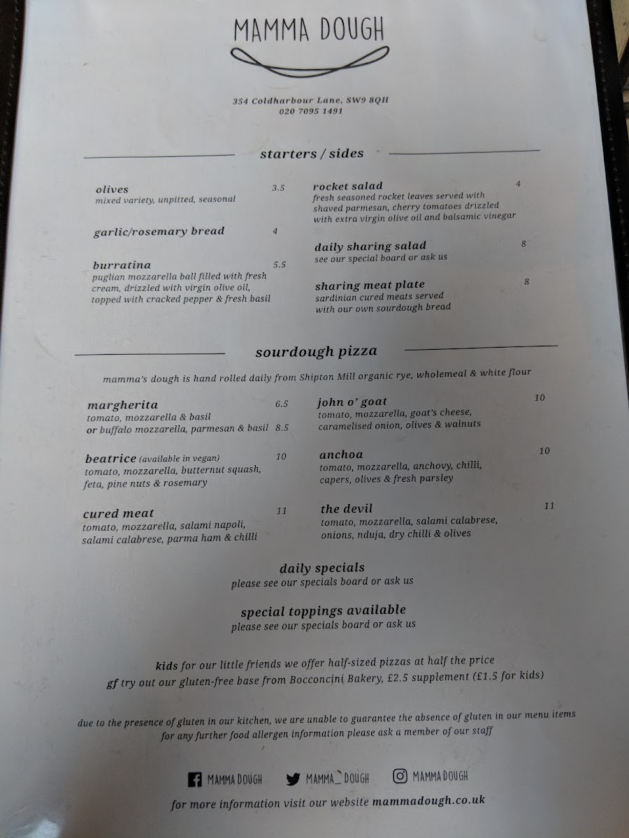 Menu Mamma Dough - Brixton-7