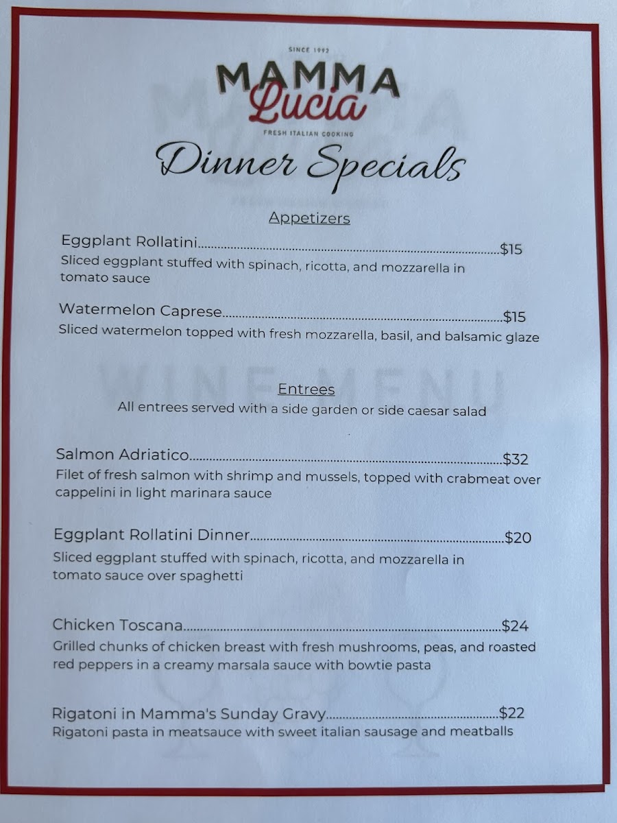 Menu Mamma Lucia Of Bethesda-2