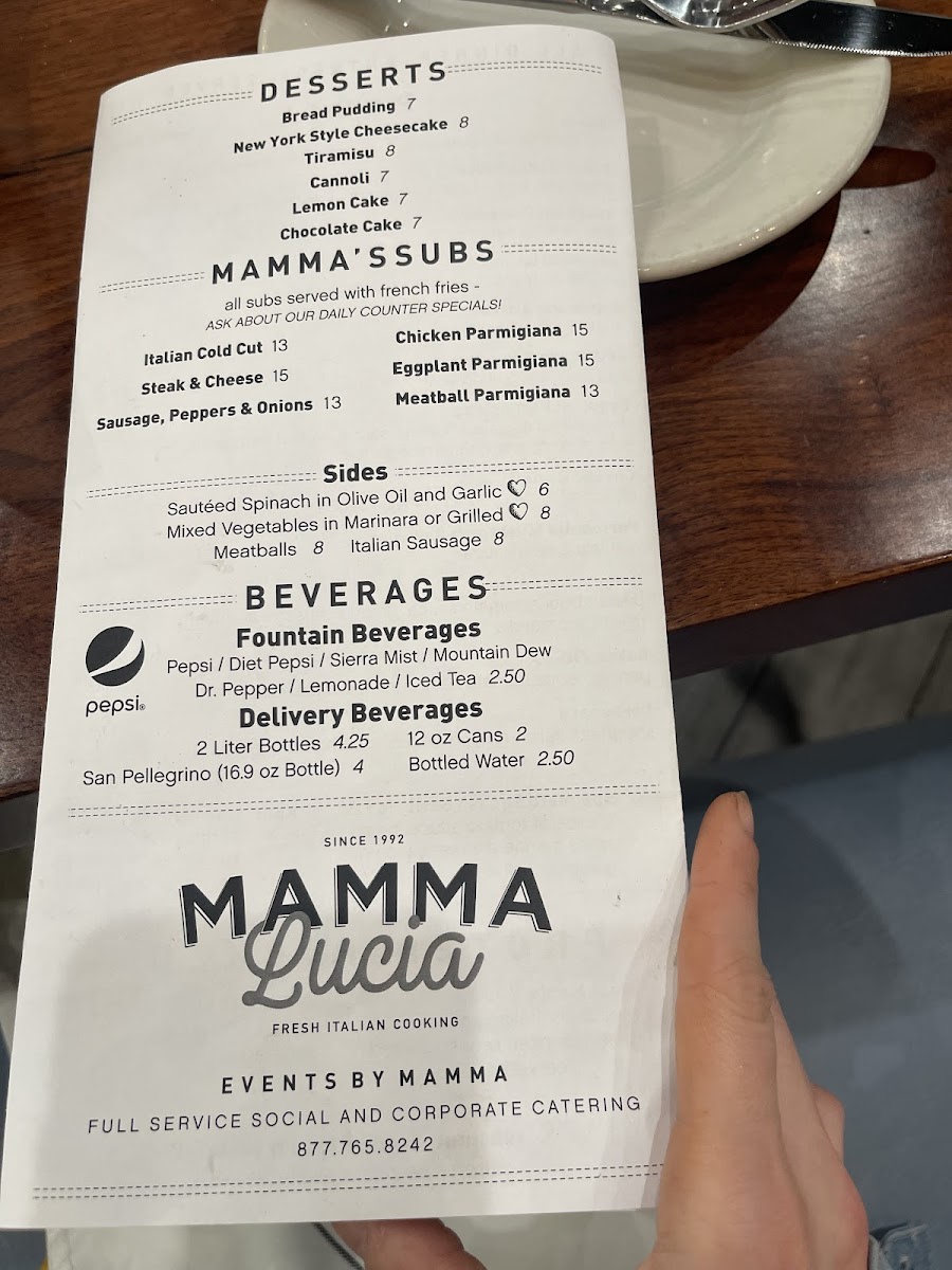 Menu Mamma Lucia Of Bethesda-4
