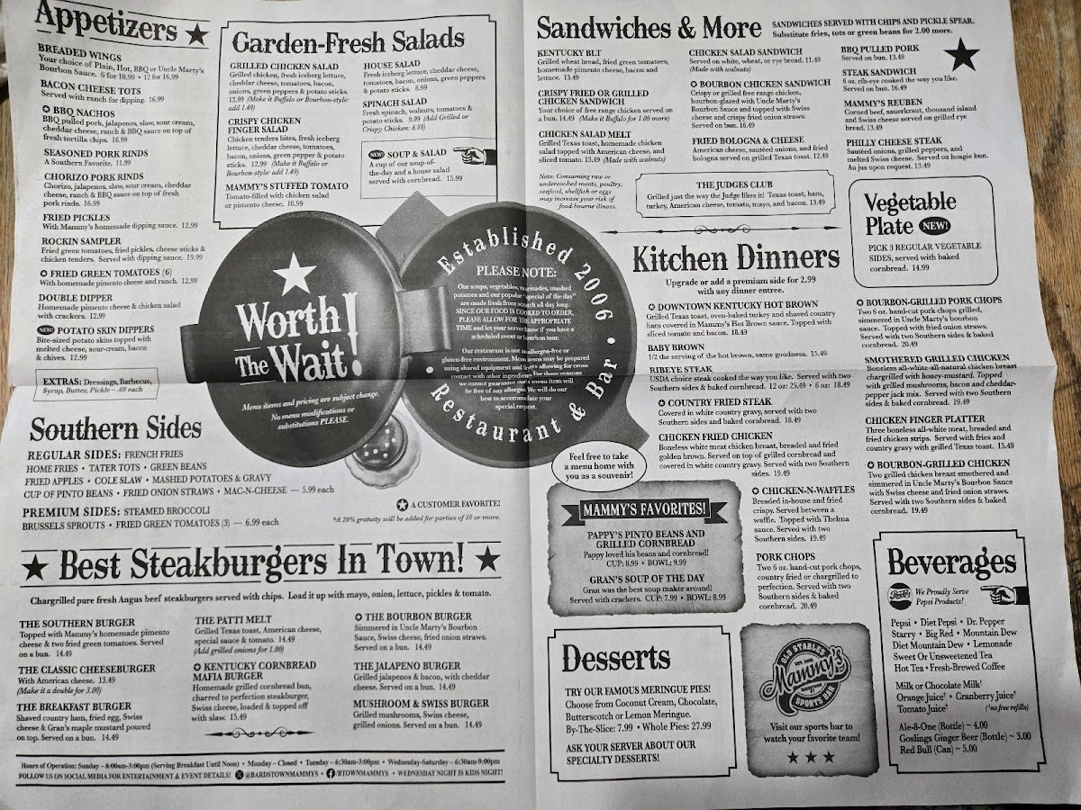 Menu Mammy's Kitchen & Bar-1