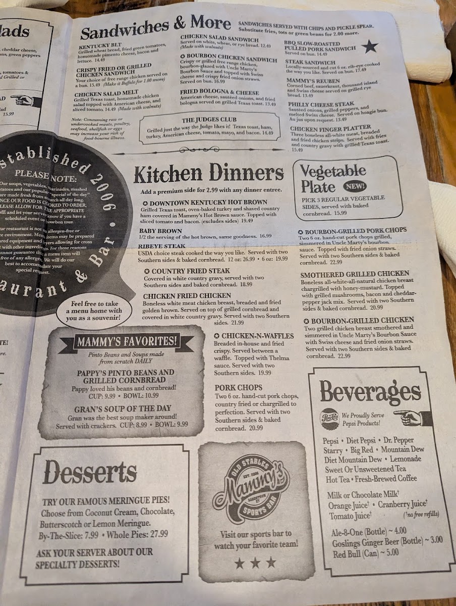 Menu Mammy's Kitchen & Bar-5